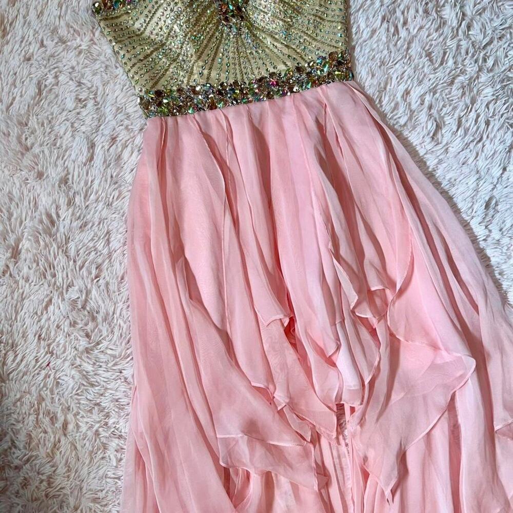 Sherri Hill Strapless High Low Mermaid Glam Sparkle Stoned Fairy Hoco Prom Dress
